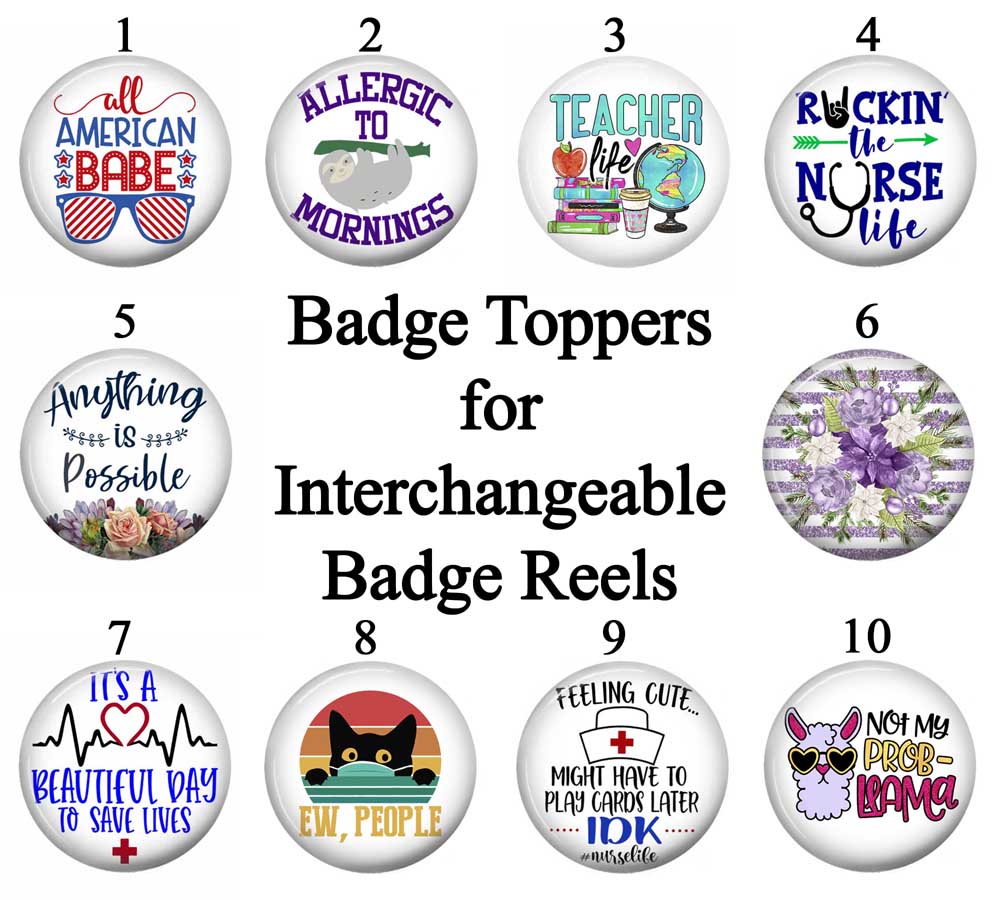 Badge Toppers Swappable Toppers for Interchangeable Badge Reels