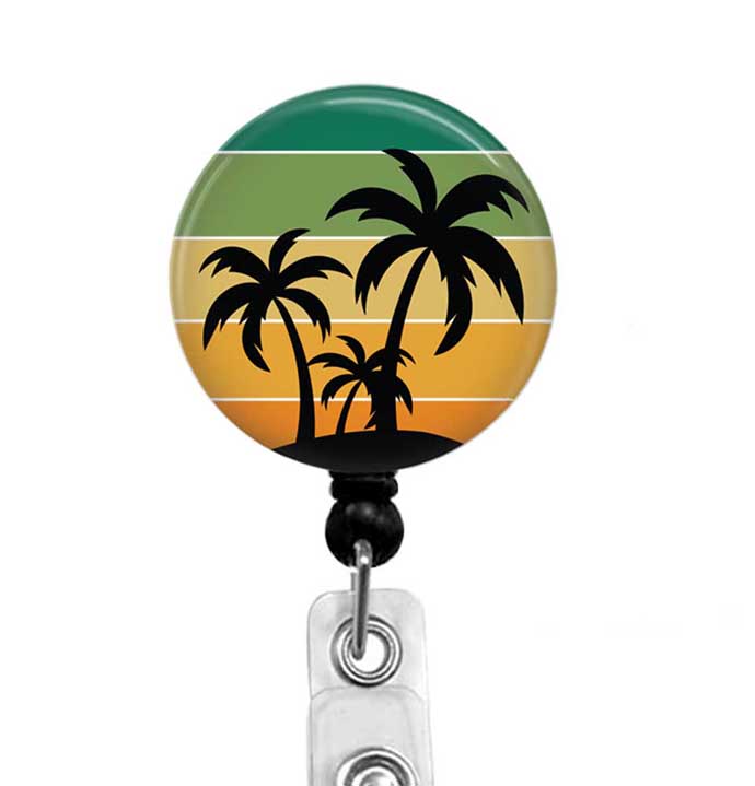 Tropical paradise on black badge reel